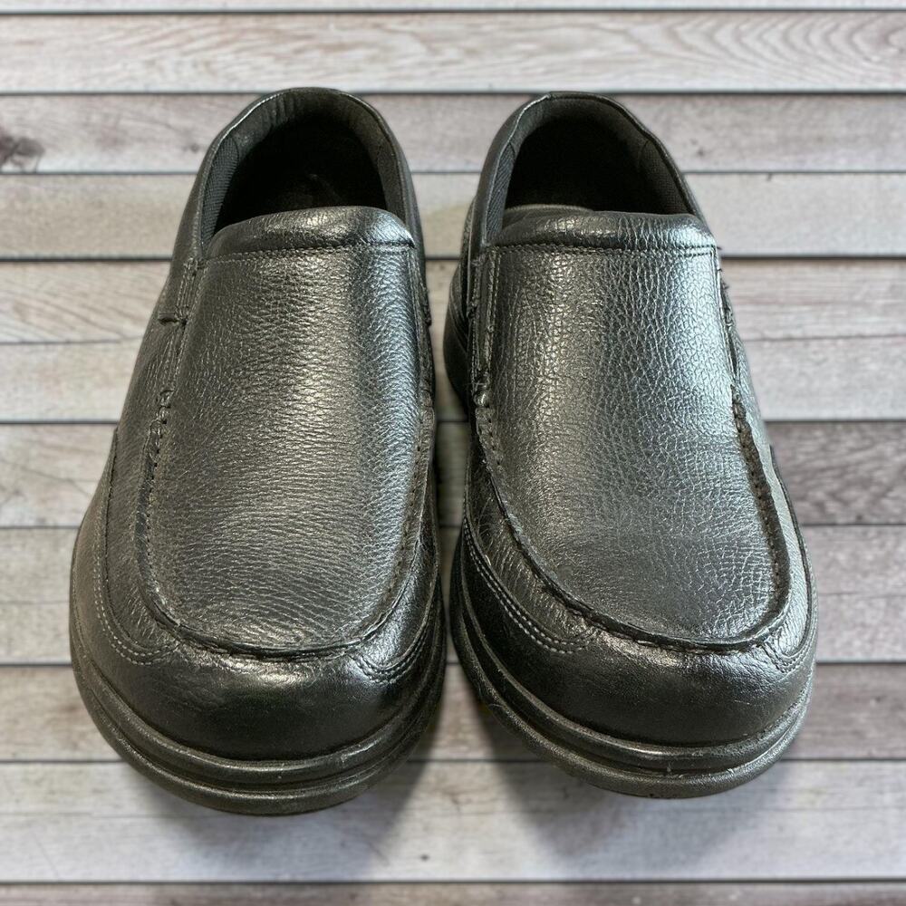 NWOT Men's 10 ROCKPORT "Eureka" Plus Prowalker Black Tumbled Leather Loafers